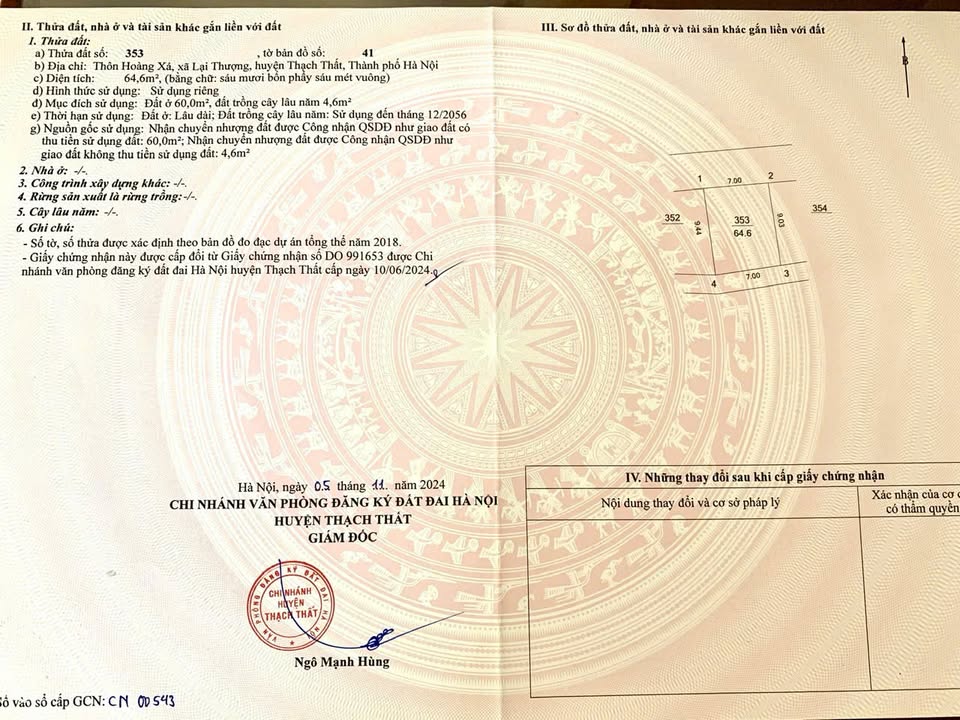 Lô đất thổ cư 60m² tại Hạ Bằng, Thạch Thất giá chỉ 1 tỷ - Sổ đỏ chính chủ!