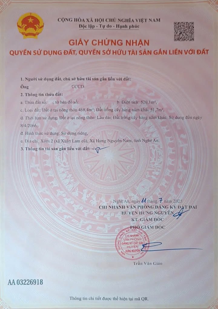 Đất thổ cư Xuân Lam 520m² giá 2.35 tỷ - Đầu tư sinh lời lý tưởng!