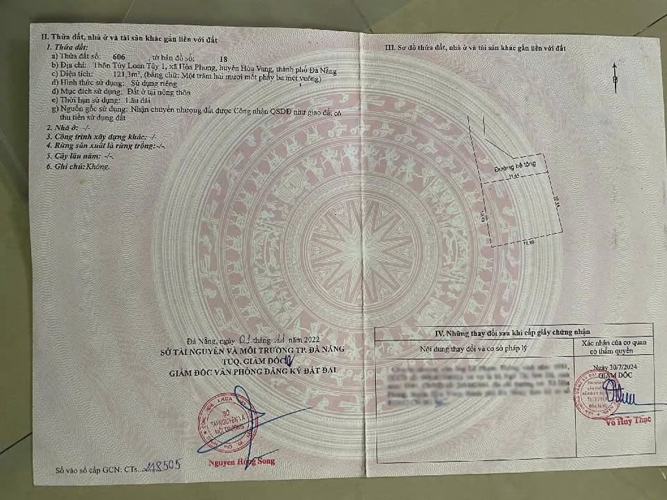 Đất nền 122m² tại Túy Loan, Đà Nẵng - Giảm sâu xuống chỉ 1,1 tỷ!