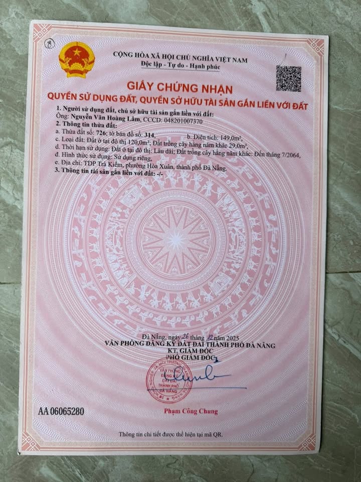 Đất Hòa Xuân 149m² giá 1.85 tỷ - Ô tô vào tận nhà!