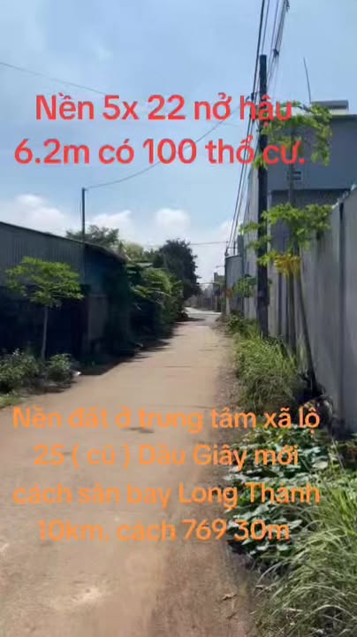 Lô đất thổ cư 115m² tại Dầu Giây, Đồng Nai - Gần sân bay Long Thành!