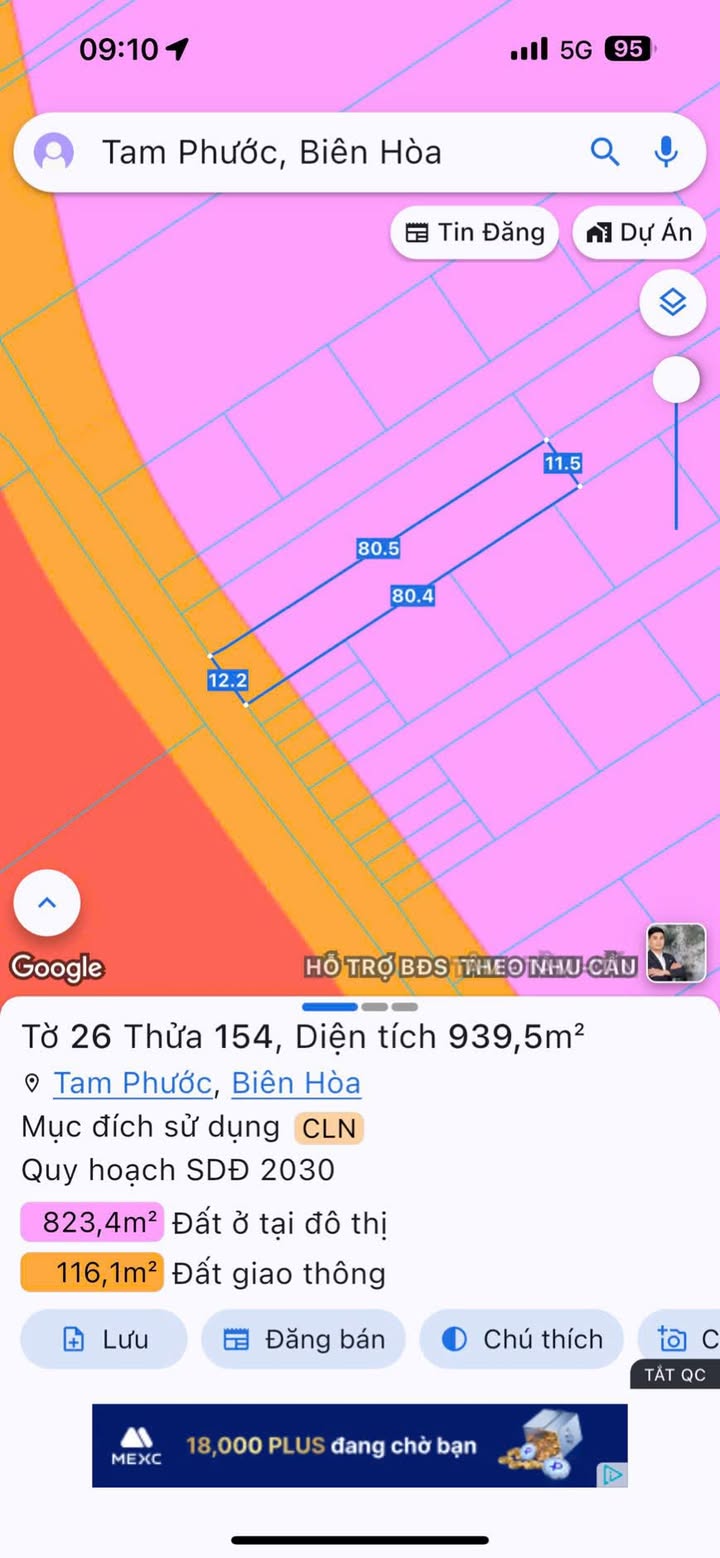 Đất nền 960m² mặt tiền đường 60m phường Tam Phước - Giá chỉ 3.25 tỷ