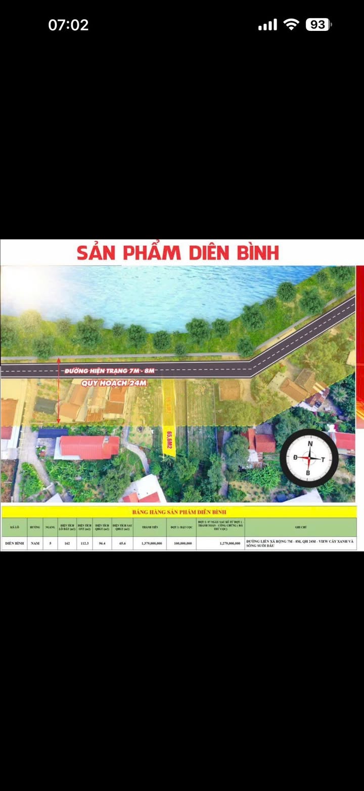 Đất Diên Bình, Diên Khánh 162m² giá 1.379 tỷ - View sông tuyệt đẹp!