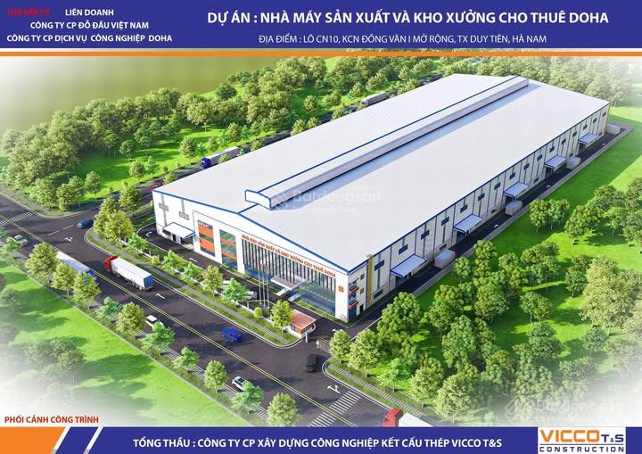 Kho xưởng cho thuê 10.000m² - 20.000m² tại KCN Đồng Văn I, Duy Tiên - Xây dựng theo yêu cầu