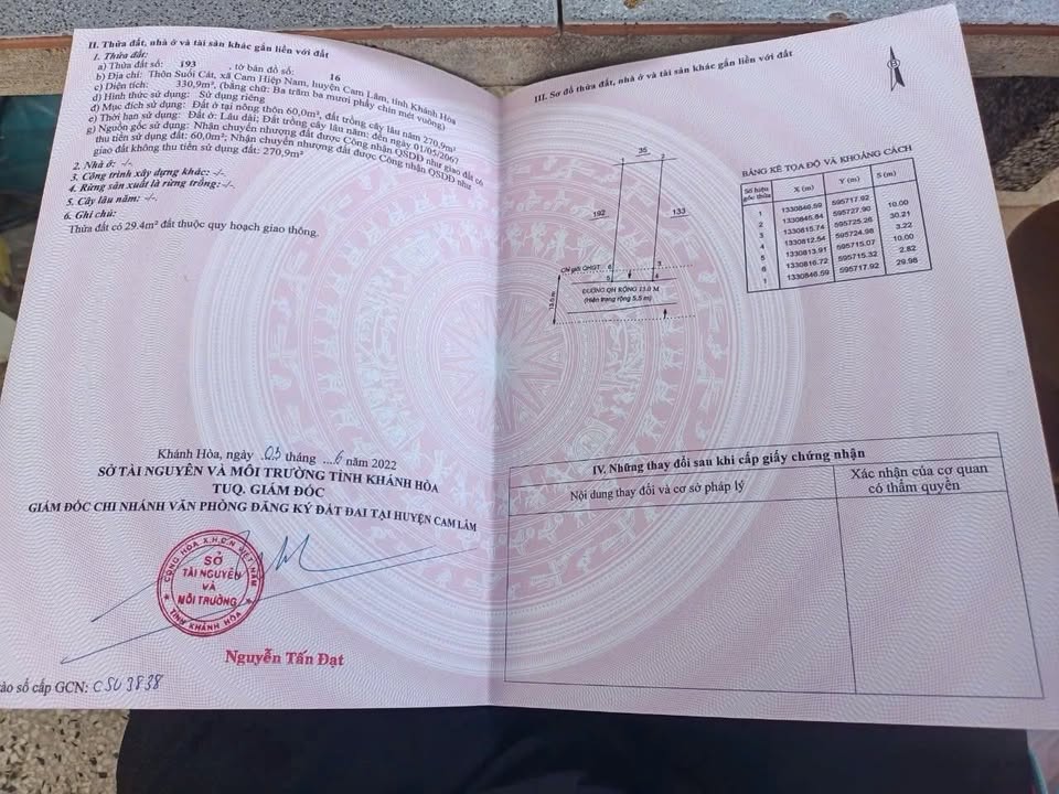 Đất nền Cam Hiệp Nam, Cam Lâm 330m² giá 2.3 tỷ - Sổ đỏ chính chủ!