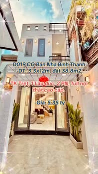 Nhà 1 trệt 1 lầu Trần Bình Trọng, Bình Thạnh 39m² giá 5.35 tỷ - Full nội thất cao cấp!