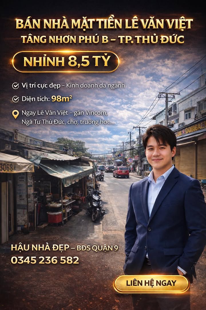 Nhà mặt tiền Lê Văn Việt, Thủ Đức 98m² giá 8.5 tỷ - Vị trí kinh doanh lý tưởng!