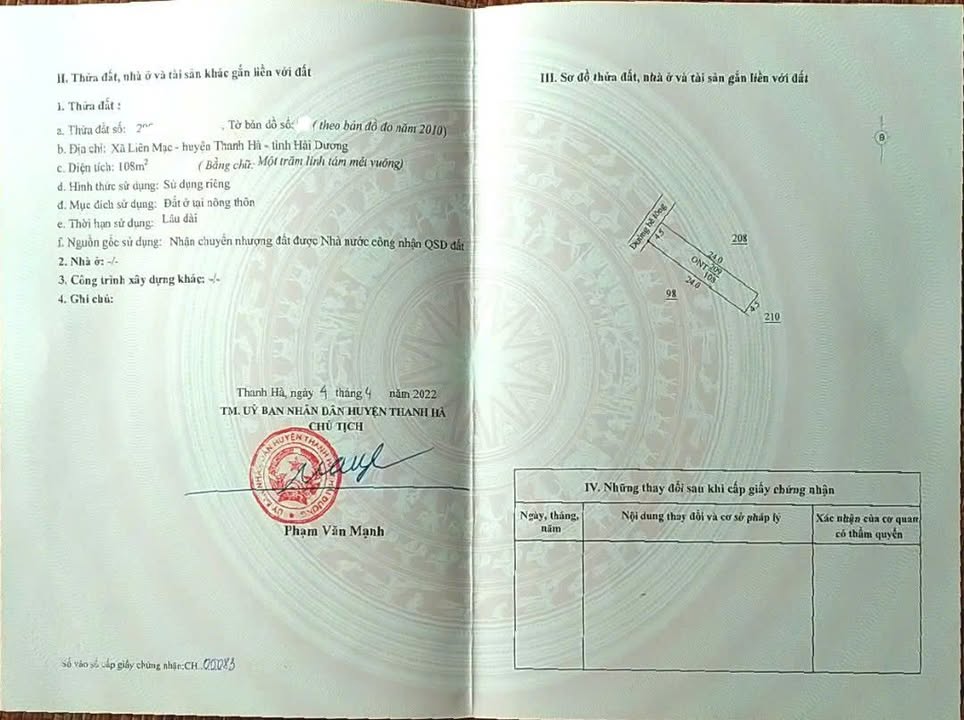 Đất nền thổ cư xã Liên Mạc, huyện Thanh Hà 108m² giá 700 triệu - Đầu tư sinh lời!