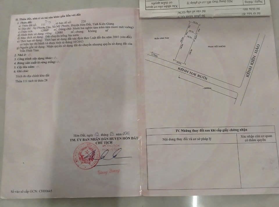 Bán đất ruộng Kiên Hảo 12,880m² - Tiềm năng đầu tư lớn!