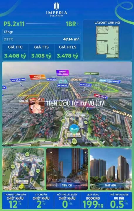 Căn hộ Imperia Ocean Park 47m² - View Công Viên 3.6ha