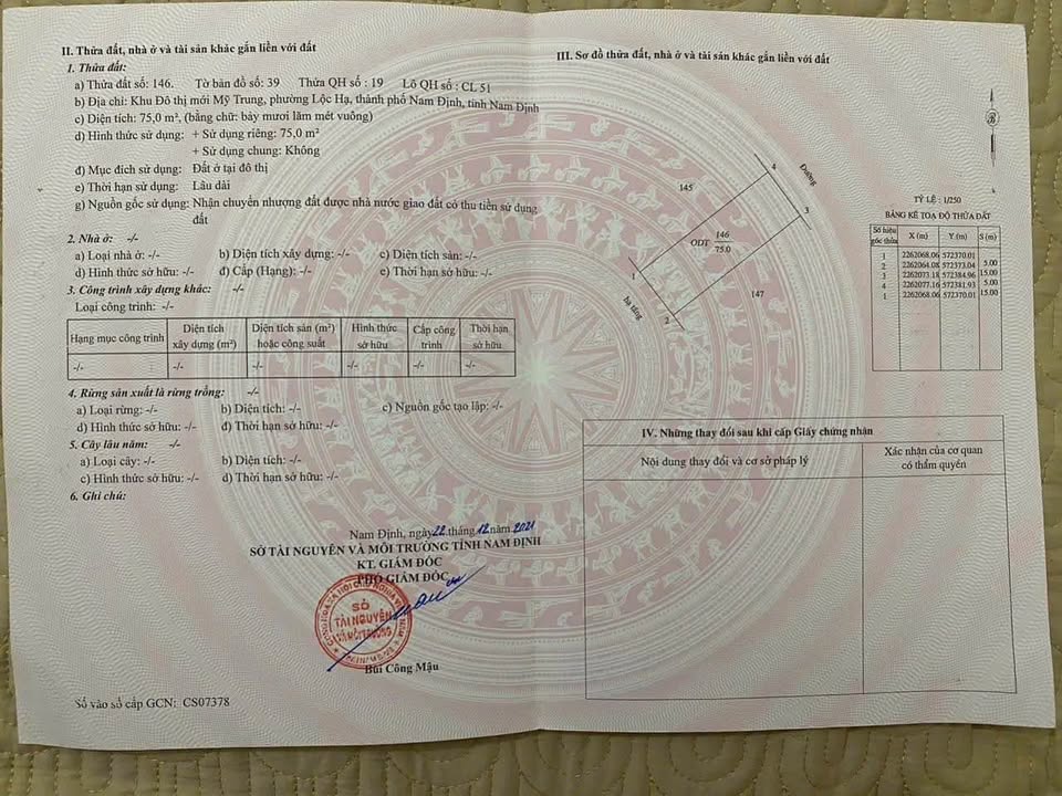 Đất nền KĐT Mỹ Trung 1 - 75m² hướng Đông Bắc - Giá 3.5 tỷ