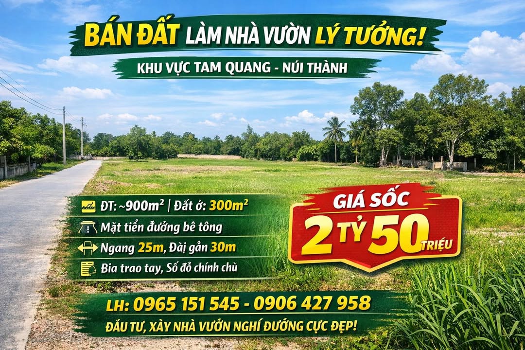 Đất Vườn Tam Quang 900m² - Sẵn Sổ Đỏ, Giá 2.05 Tỷ