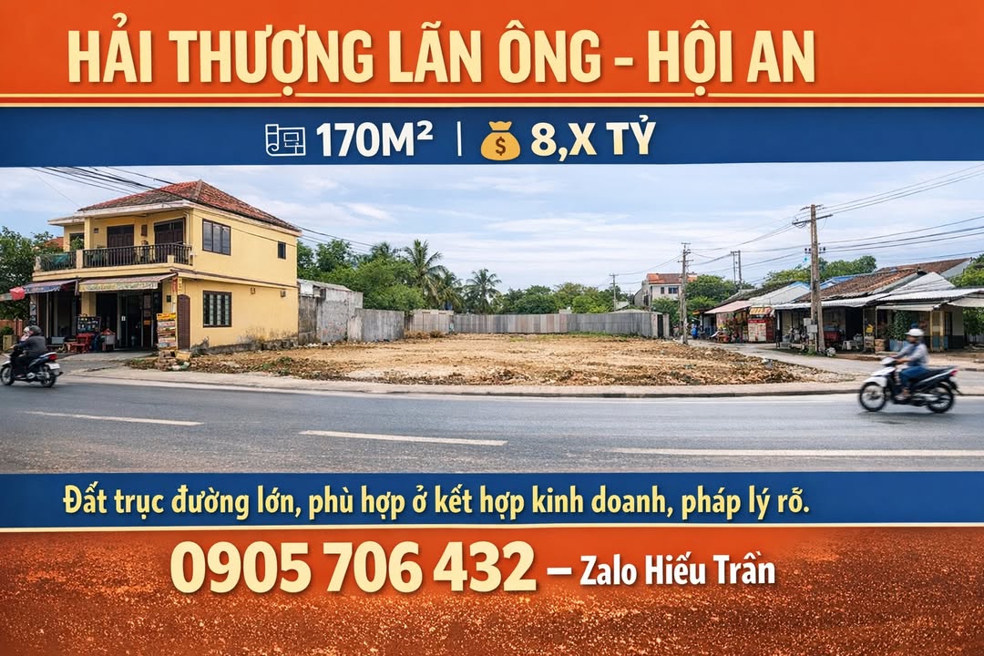 FrontHouse tại đường Hải Thượng Lãn Ông, Hội An 170m² giá 8 tỷ - Kinh doanh sầm uất