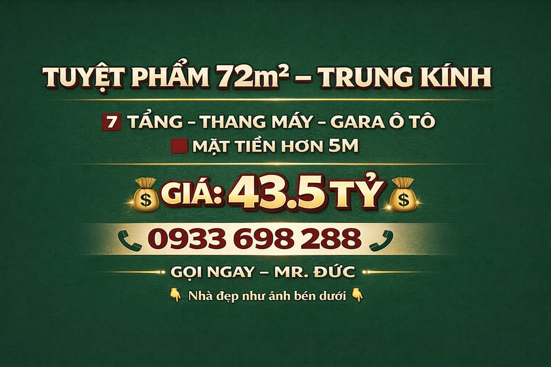 Nhà phố Trung Kính 72m² giá 43.5 tỷ - Thang máy, gara ô tô, vị trí đắc địa!