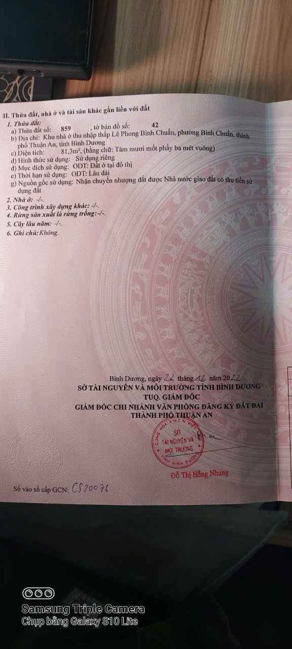 Đất thổ cư Huyện Bàu Bàng 81,3m² giá 2,4 tỷ - Nở hậu đẹp, hướng Bắc!