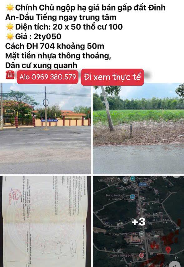 Đất thổ cư 100% tại Định An, Dầu Tiếng 1000m² giá 2.05 tỷ - Chính chủ bán gấp!