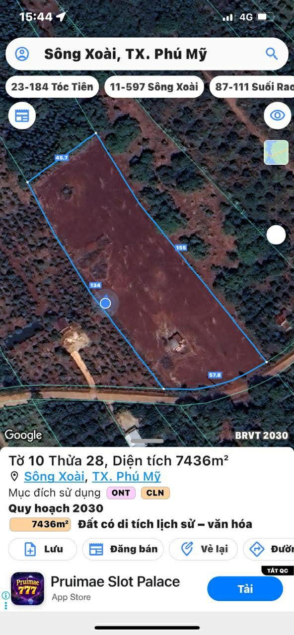 Đất 7400m² tại Xã Sông Xoài, Phú Mỹ, 6 tỷ - Đường bê tông, sẵn sàng xây dựng!