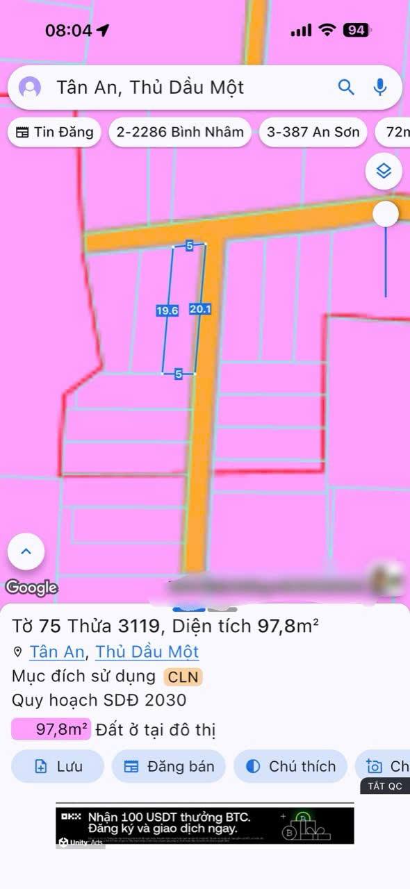 Đất nền Tân An 97,8m² giá 1.65 tỷ - Sát chợ và trường học!