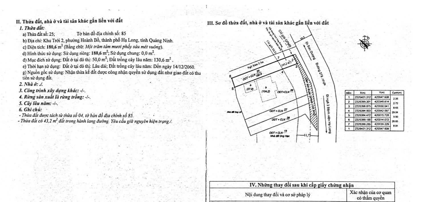 Đất mặt đường Hoành Bồ 180m² giá 2.43 tỷ - Sổ đỏ chính chủ!