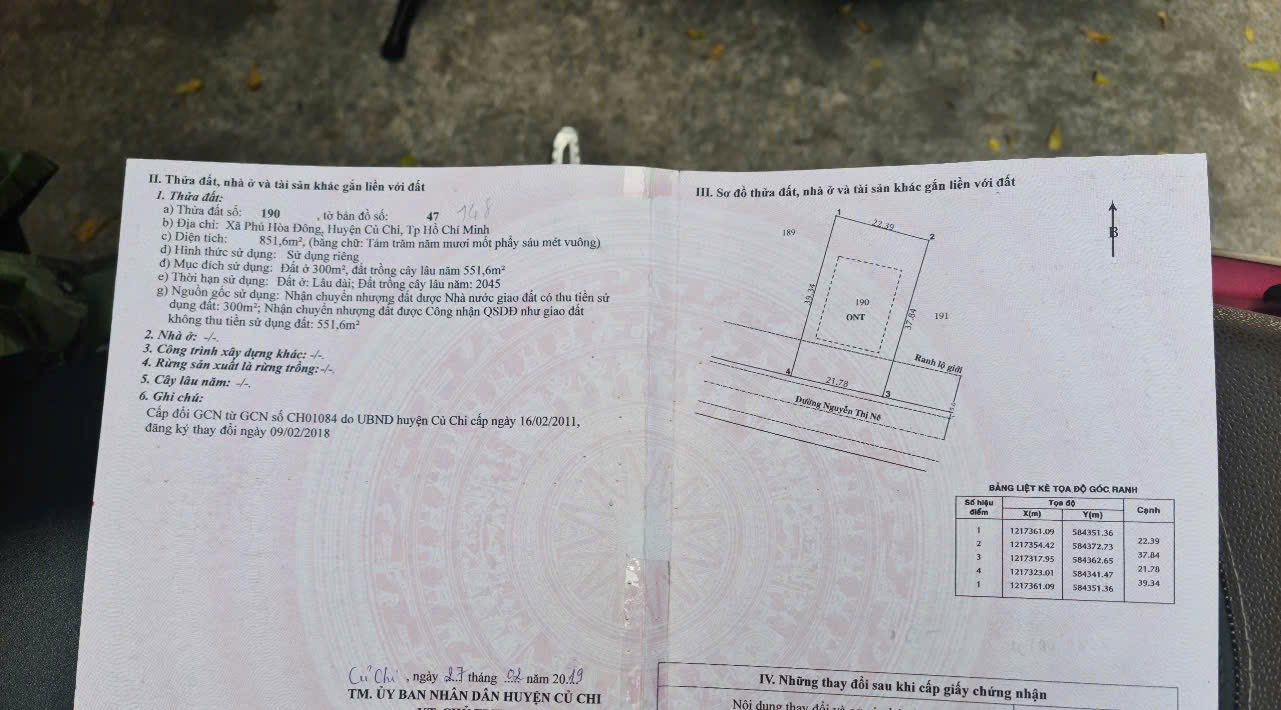 Đất nền Xã Phú Hòa Đông - 851m² giá 6.85 tỷ - Sổ hồng chính chủ, thương lượng tốt!