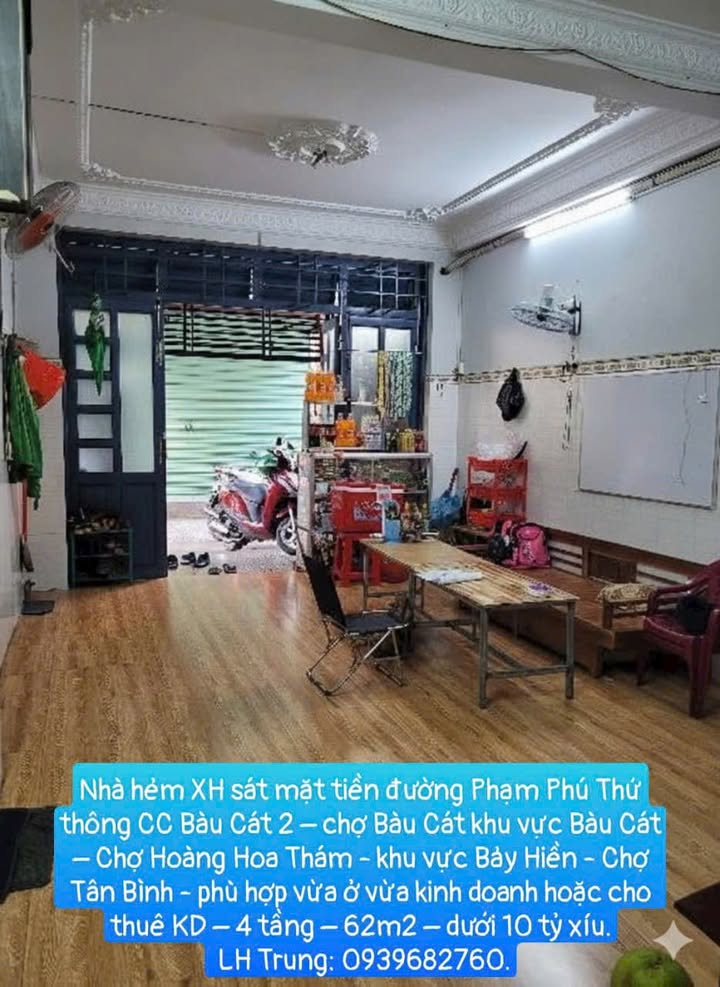 Nhà hẻm XH Phạm Phú Thứ 62m² giá 9.9 tỷ - Vừa ở vừa kinh doanh!