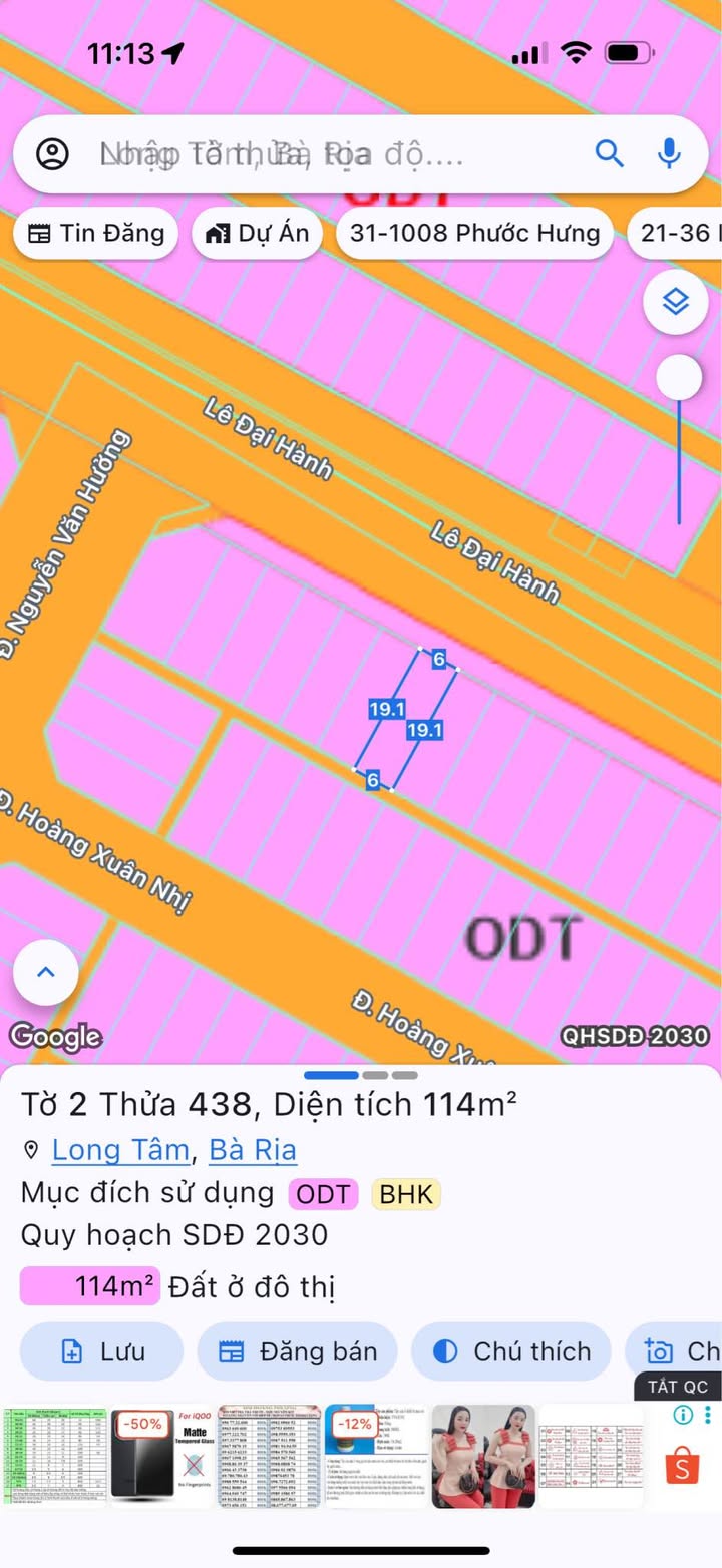 Đất mặt tiền đường Lê Đại Hành, Phường Long Tâm, 114m² - Cơ hội đầu tư vàng!