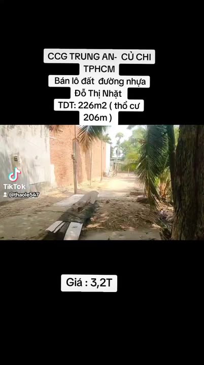 Đất mặt tiền Đỗ Thị Nhặt, Củ Chi 226m² giá 3.2 tỷ - Vị trí đẹp, sổ đỏ chính chủ!