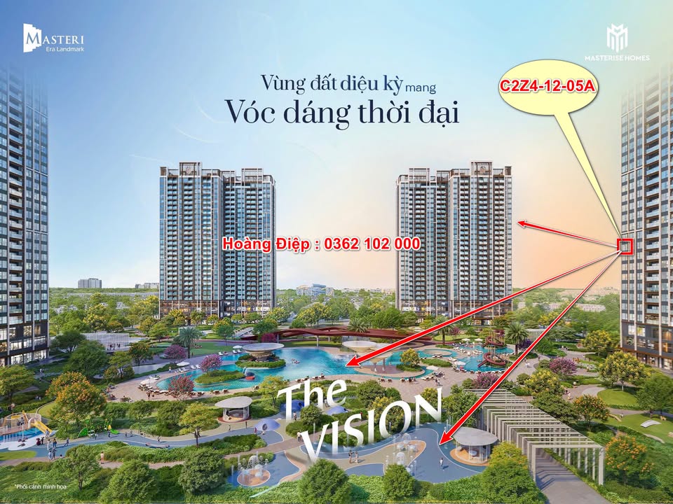 Căn hộ 3PN 91m² Masteri Era Landmark - View Nội Khu Xanh, Hướng Bắc