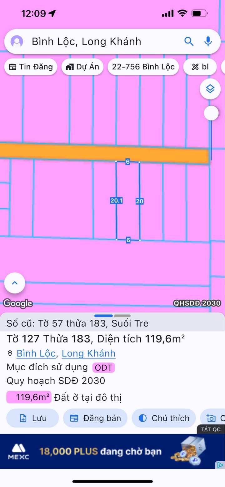 Đất thổ cư 120m² xã Bình Lộc, Long Khánh giá 1.4 tỷ - Sổ đỏ chính chủ!