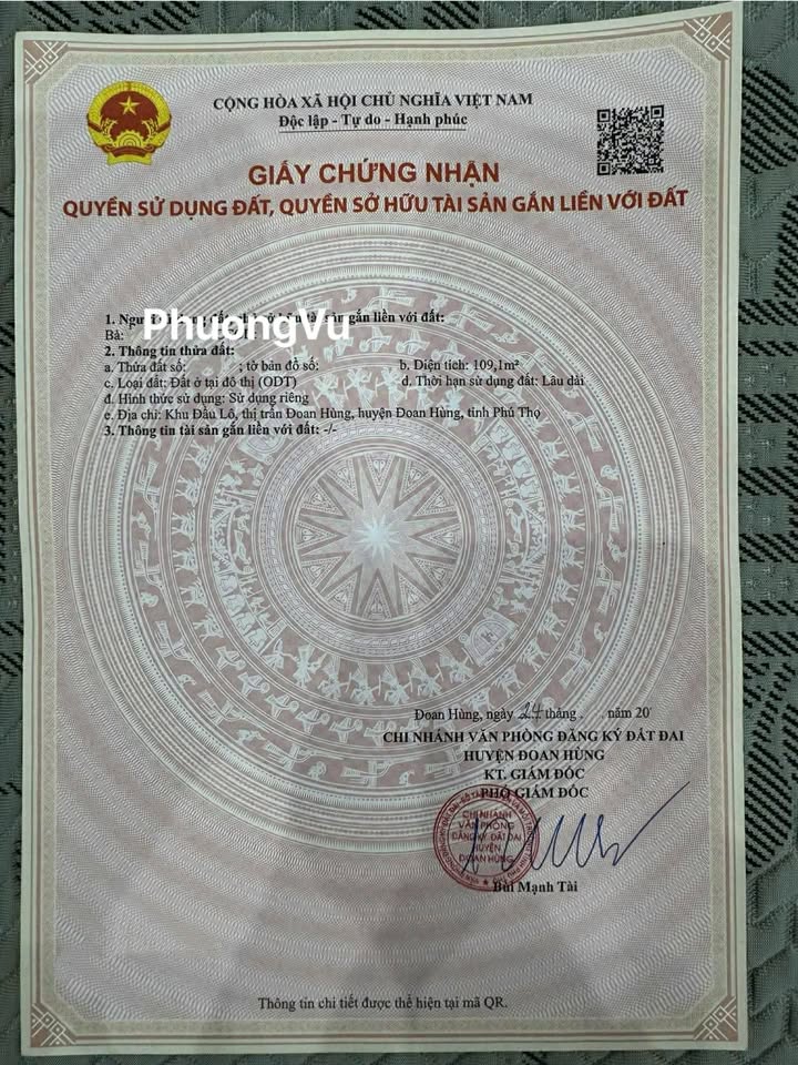 Đất thổ cư Hùng Xuyên, Đoan Hùng, Phú Thọ 109m² giá 1.4 tỷ - Sổ đỏ chính chủ!