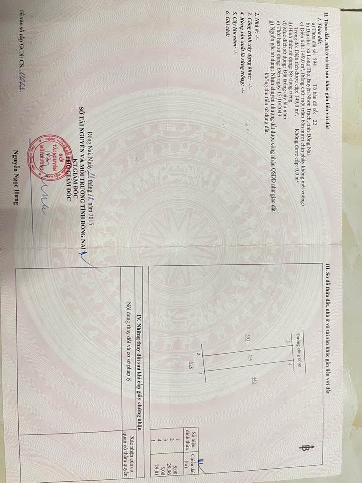 Đất nền 150m² hẻm một xẹc xã Long Thọ giá chỉ 1 tỷ - Sổ hồng chính chủ!