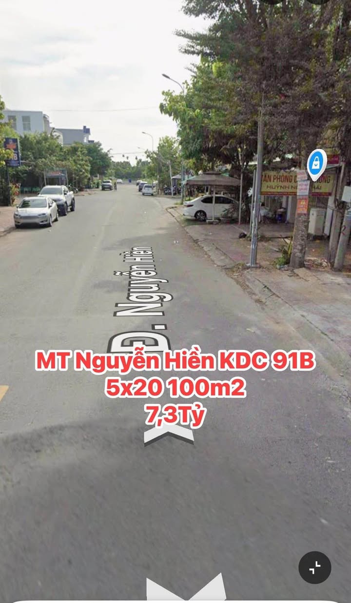Đất nền mặt tiền đường Nguyễn Hiền, KDC 91B, 100m² giá 7.3 tỷ - Pháp lý rõ ràng!