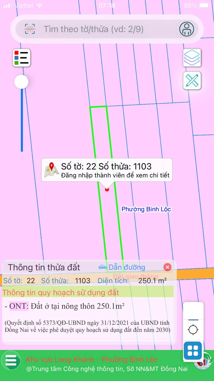 Đất thổ cư Xã Bình Lộc 250m² giá 1.125 tỷ - Sổ đỏ chính chủ, vị trí đẹp!