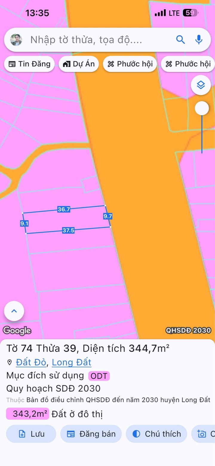 Đất nền Thị trấn Đất Đỏ 344m² giá 5.5 tỷ - Vị trí trung tâm kinh doanh thuận lợi!