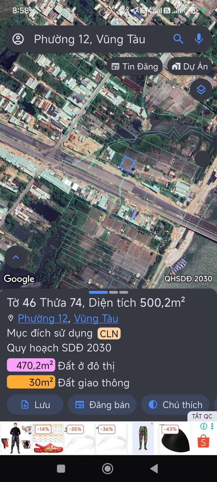 Bán đất ven biển Phường 12, Vũng Tàu 500m² giá 4,5 tỷ - Đầu tư sinh lời tốt!