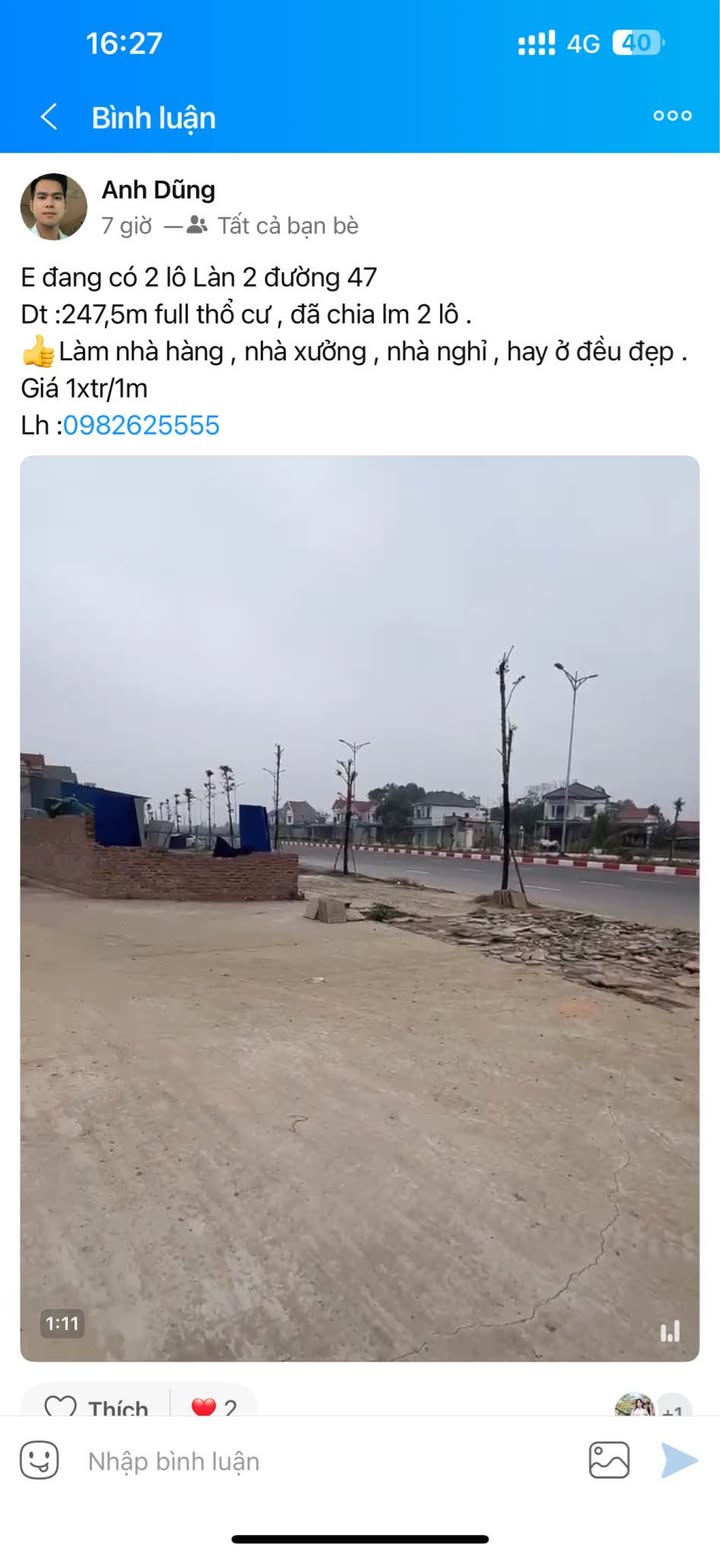 Đất nền đường 47, Huyện Đại Từ, 247m² giá 3.712 triệu - Tiềm năng phát triển cao!