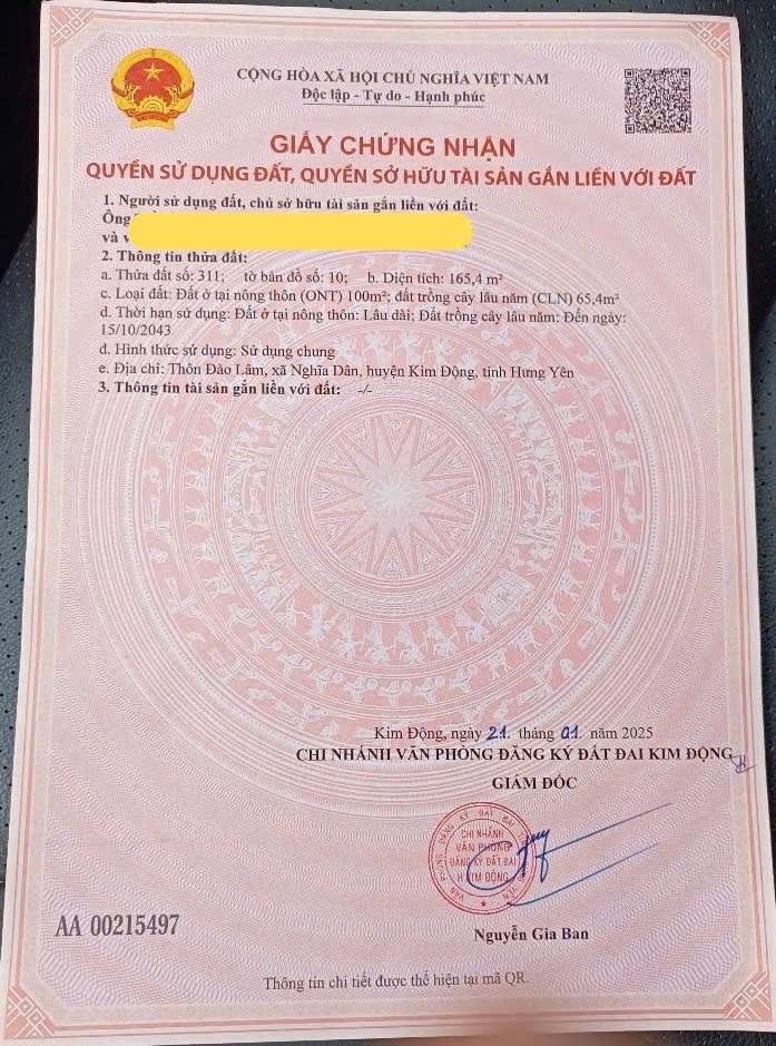 Lô đất thôn Đào Lâm - Nghĩa Dân 165m² giá chỉ 2 tỷ - Cơ hội đầu tư hấp dẫn!