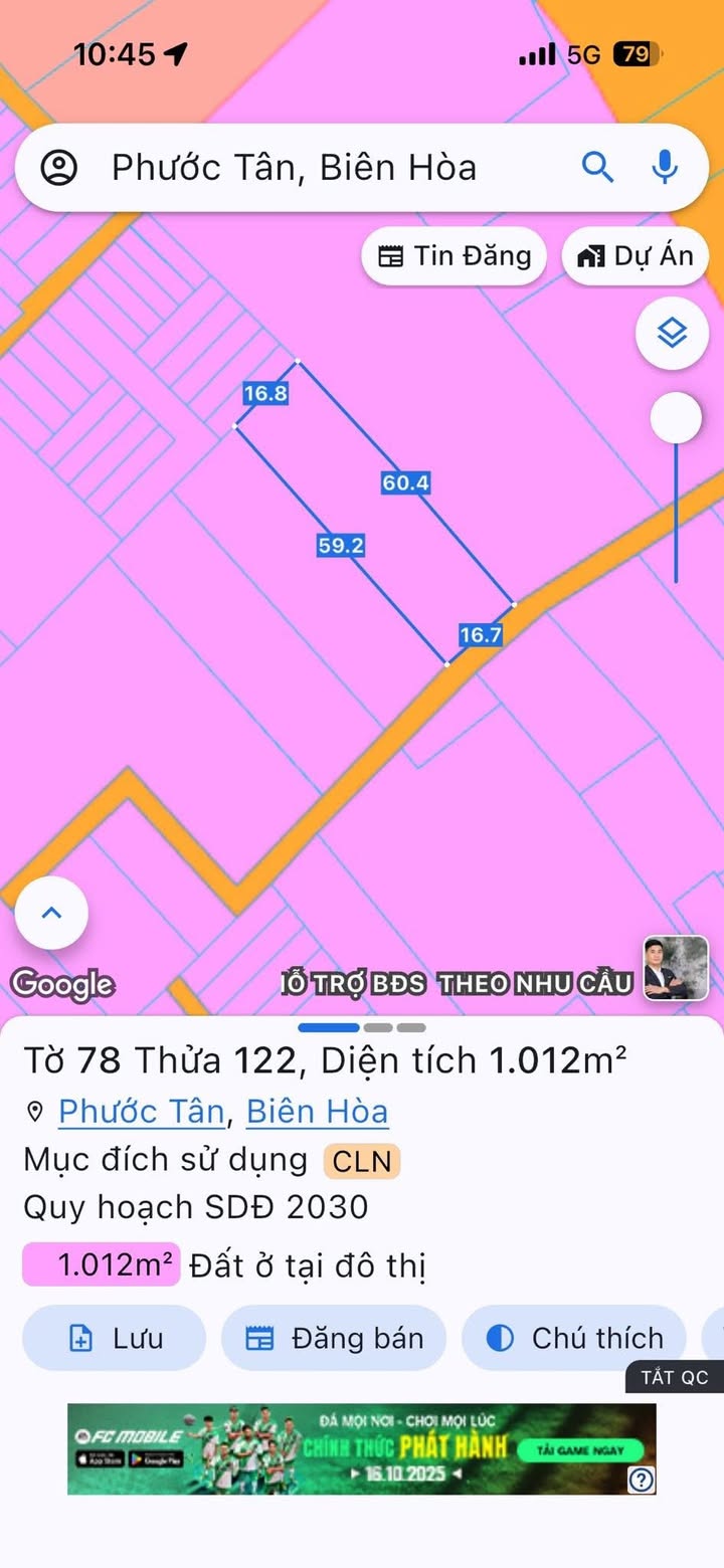 Đất nền Phước Tân Biên Hòa 720m² giá 10 tỷ - Sổ đỏ chính chủ