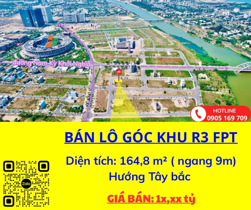 Đất nền phân khu R3-FPT Đà Nẵng 164,8m² giá thỏa thuận - View thoáng mát