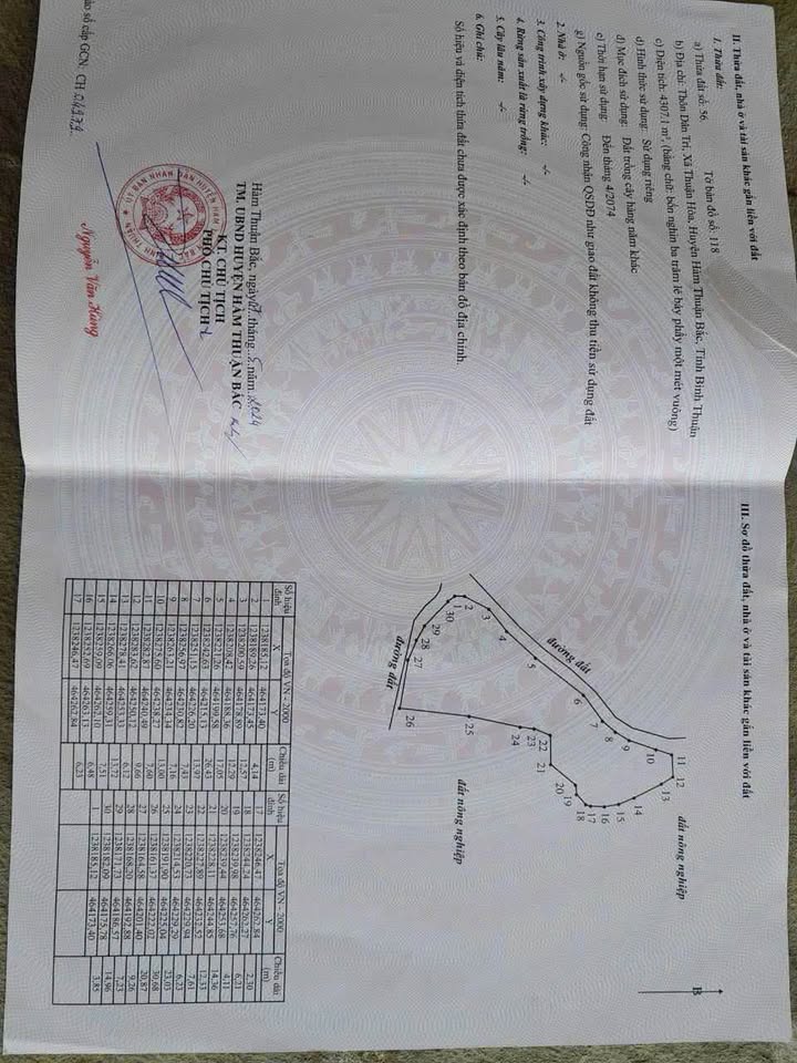 Đất Farm 4.3ha tại Hàm Liêm, Bình Thuận giá chỉ 340 triệu - Cơ hội đầu tư tuyệt vời!