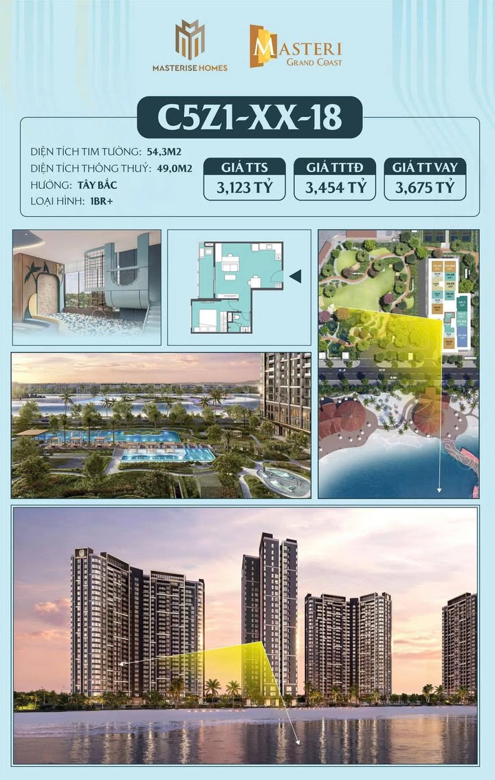 Căn hộ 1PN+ PK The Wave - An Khánh, 49m² giá 3.082 tỷ - View Hồ tuyệt đẹp!