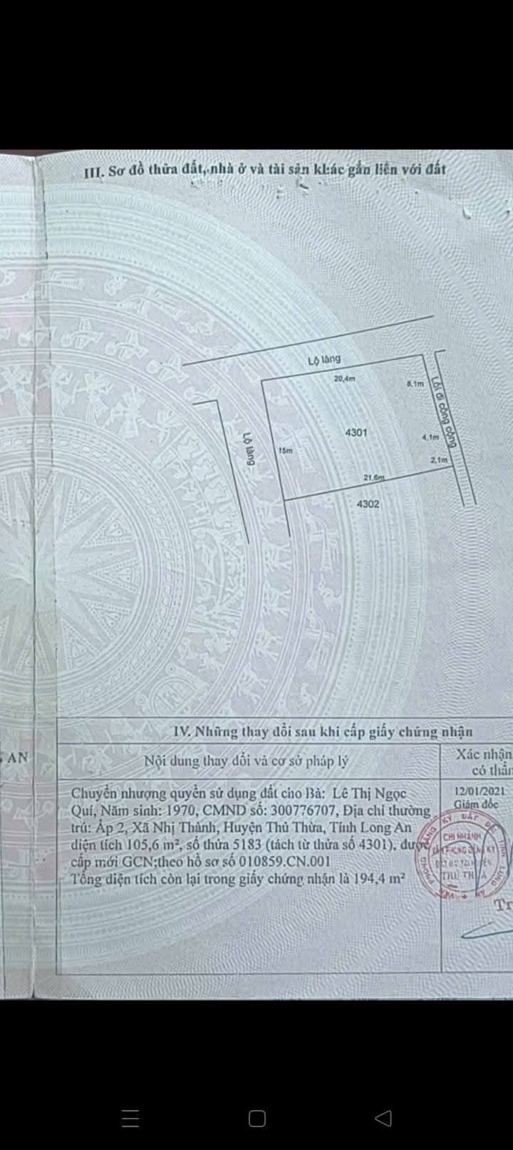 Đất thổ cư 194m² Nhị Thành, Thủ Thừa, Long An - Giá tốt đầu tư