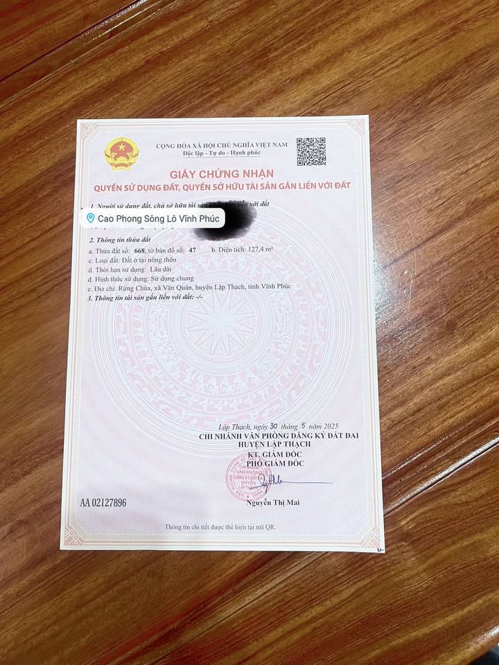 Đất thổ cư tại thôn Nam Văn Quán, huyện Lập Thạch, 130m² - Giá thỏa thuận!