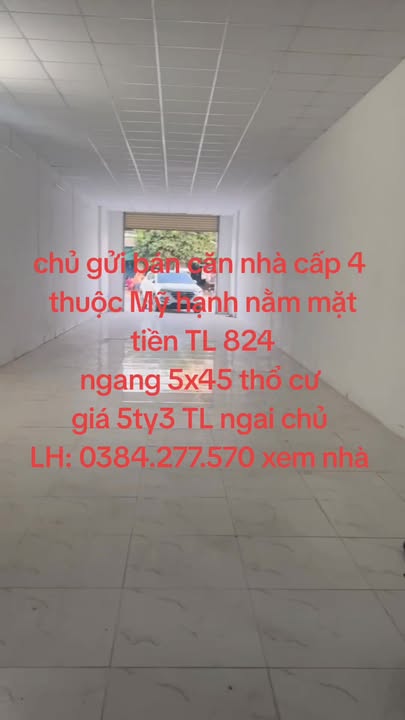 Nhà cấp 4 mặt tiền TL 824, xã Mỹ Hạnh Nam 225m² giá 5.3 tỷ - Sổ hồng chính chủ