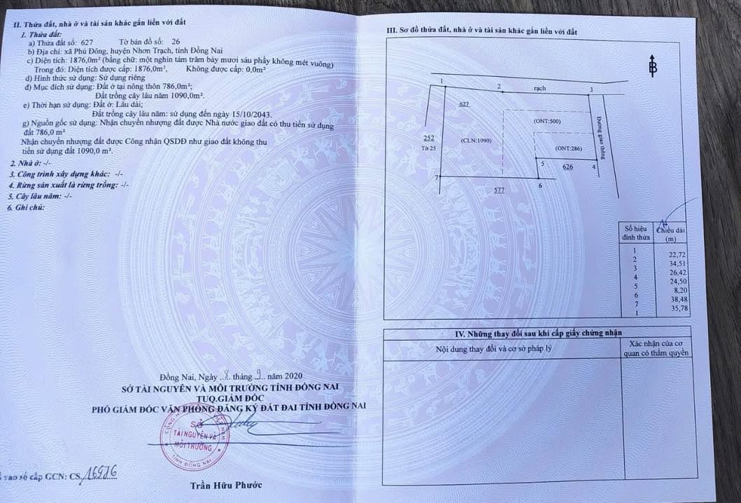 Đất nền Phú Đông Nhơn Trạch 1876m² giá 41.272 tỷ - Sổ đỏ chính chủ