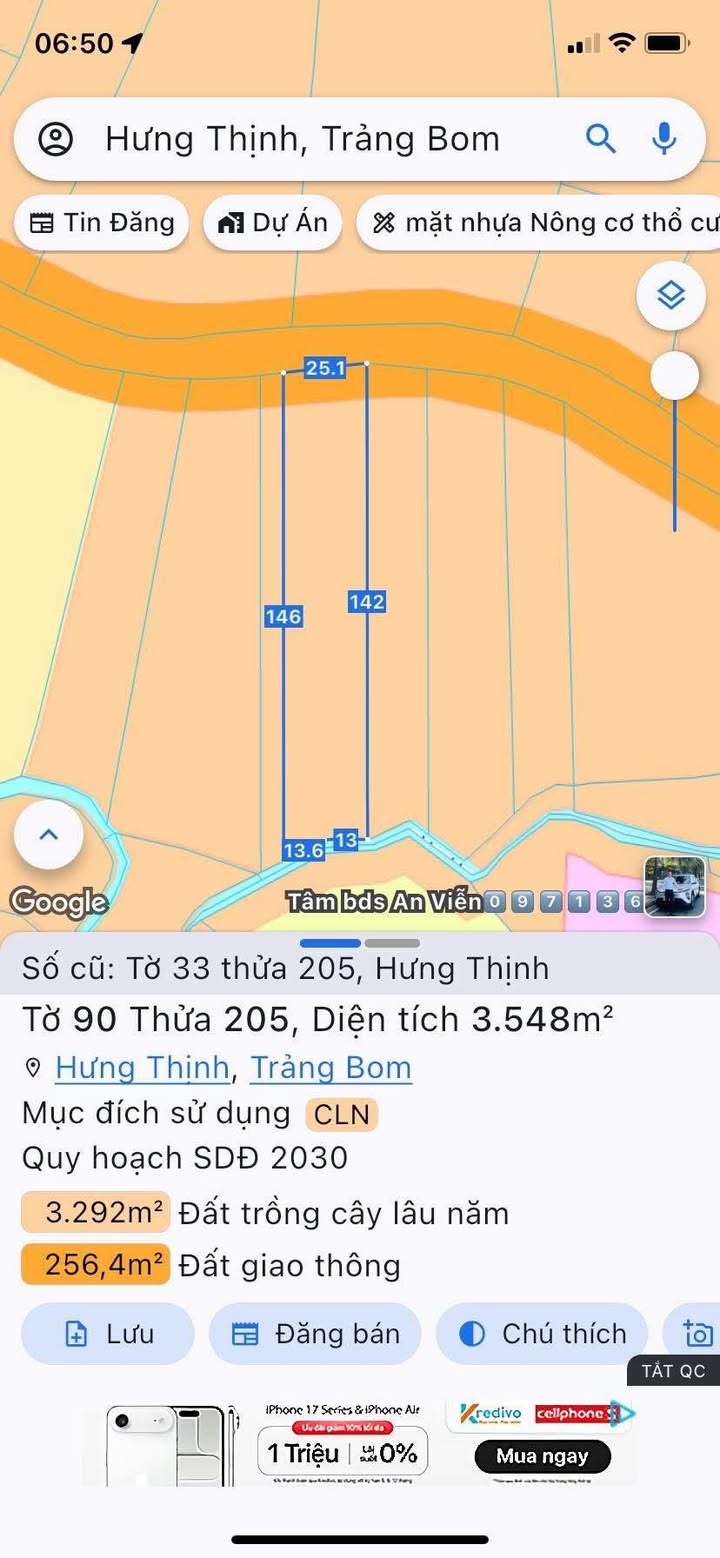 Đất nền 3000m² Hưng Thịnh, Trảng Bom giá 1.2 tỷ - Cơ hội đầu tư lý tưởng!