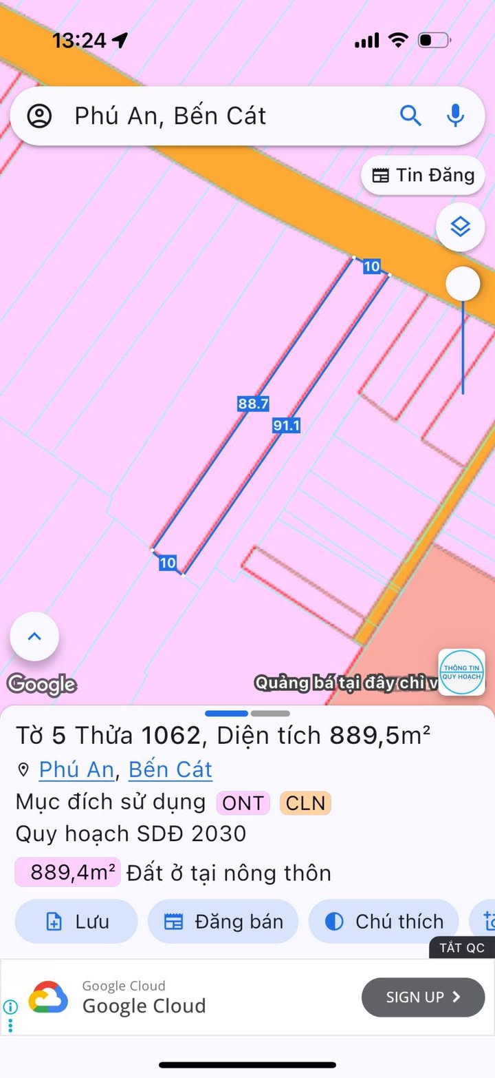 Đất mặt tiền đường nhựa lớn tại Phú An, Bến Cát - 1.092m² giá chỉ 5 tỷ