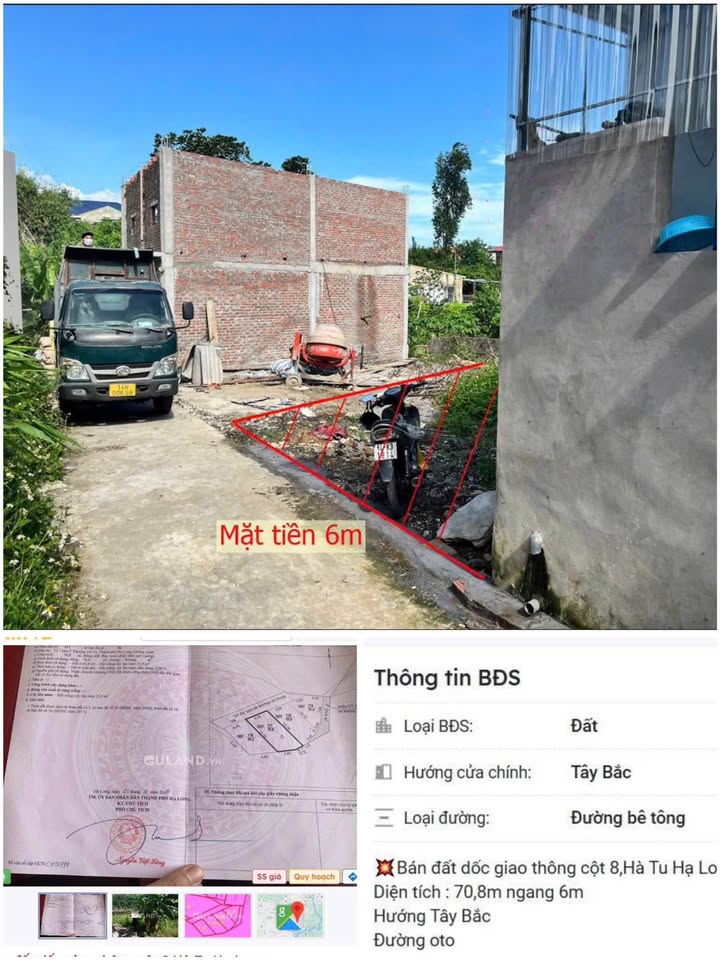 Đất nền Cột 8, Hà Tu, Hạ Long 70.8m² giá 1 tỷ - Đầu tư sinh lời ngay!