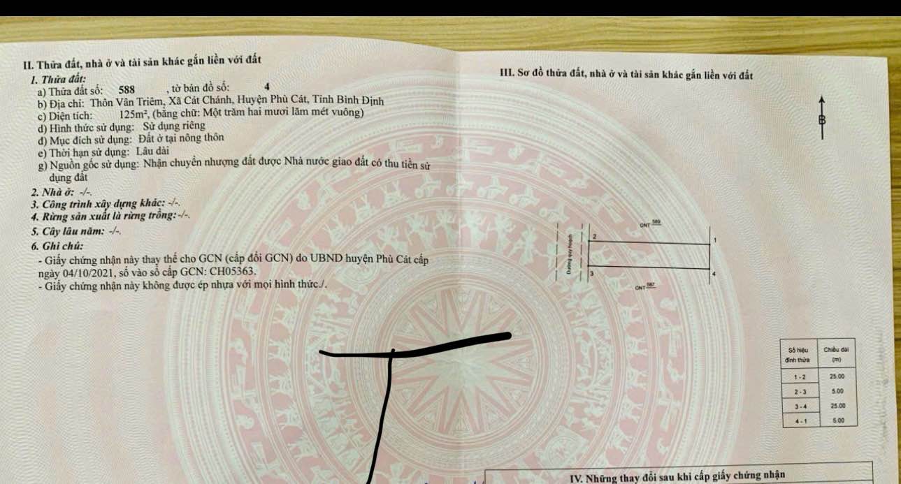 Đất thổ cư Cát Chánh, Phù Cát 125m² giá 600 triệu - Đường ô tô vào tận nơi!