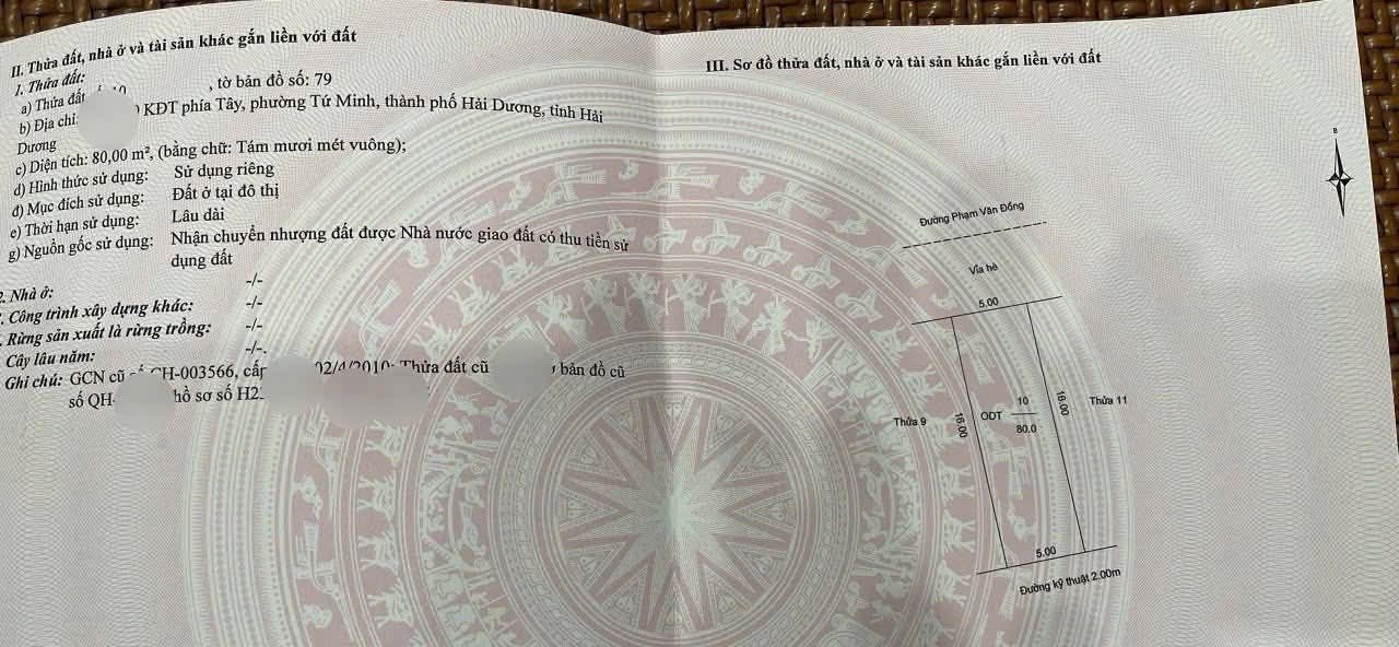 Đất nền khu đô thị Vạn Phúc Hải Dương 75m² giá 4 tỷ - Mặt tiền siêu hiếm!